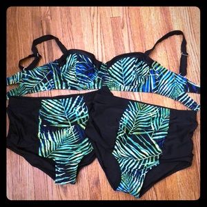 Swimsuits For All High Waist Bikini with 2 Bottoms